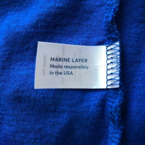 Marine Layer Mens Solid Blue Short Sleeve T-Shirt Medium - Picture 5 of 6